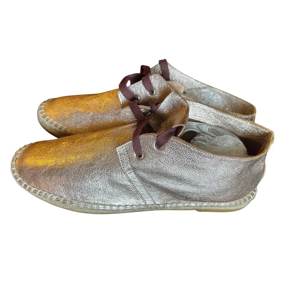 Robert Clergerie Paris Eloise Rose Gold buttery Leather Espadrille size 10 spain